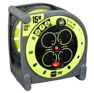 Masterplug HMU15134SL-px 15 metre case cable reel extension lead 240v