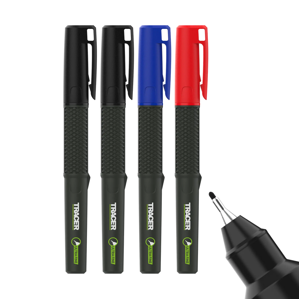 Tracer TPMUFK1 2.0 Ultra Fine Tip Permanent Marker - 4pc Black, Black, Red, Blue