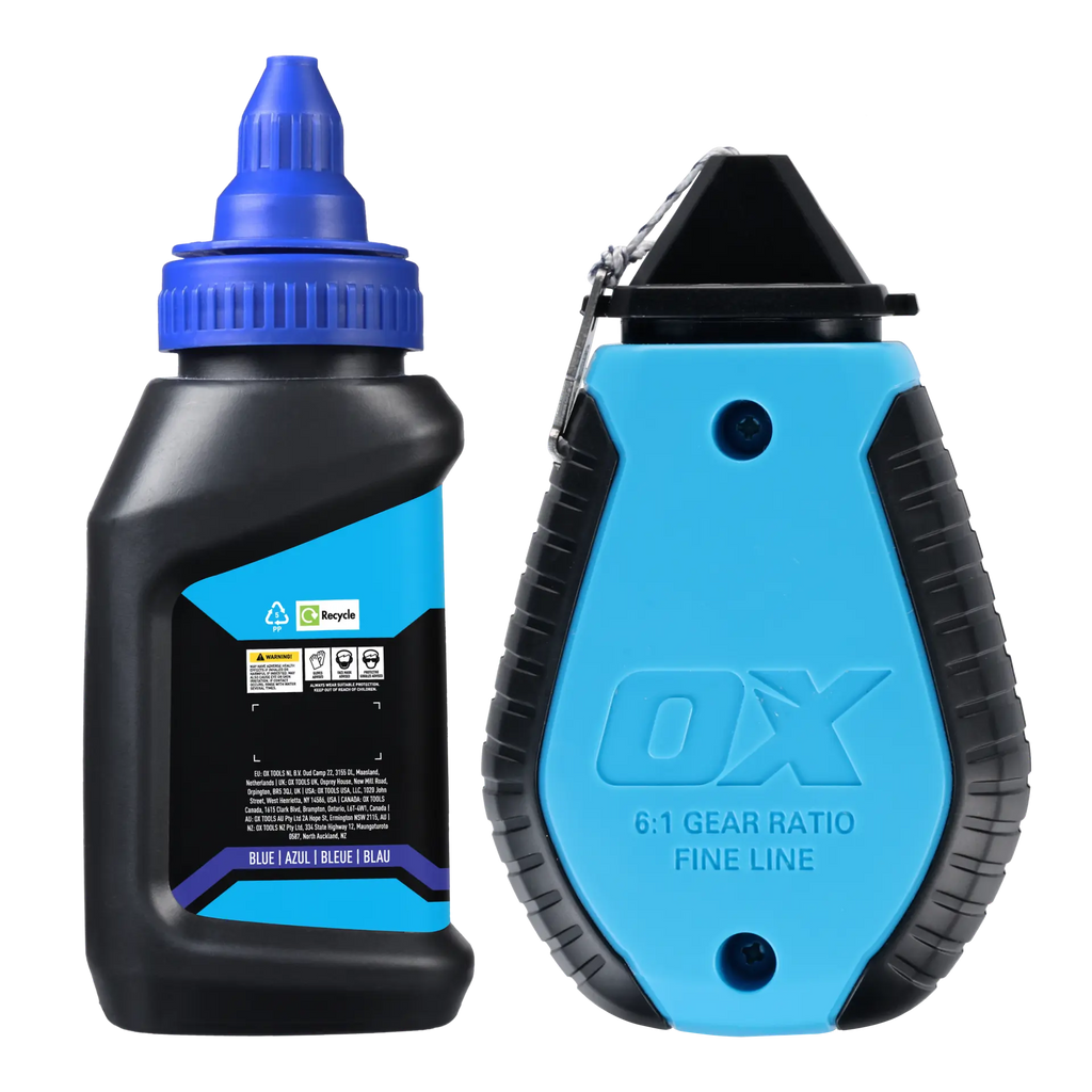 OX OX-T630602 Trade 30m/100' ABS Chalk Reel w/ Grip Value Pack - Standard Bold Line / 6:1 Gear Ratio