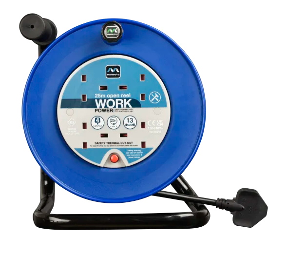 Masterplug LDCC2513/4BL-MP 25m, 4 Sockets, 13A, Blue extensipon reel 240v