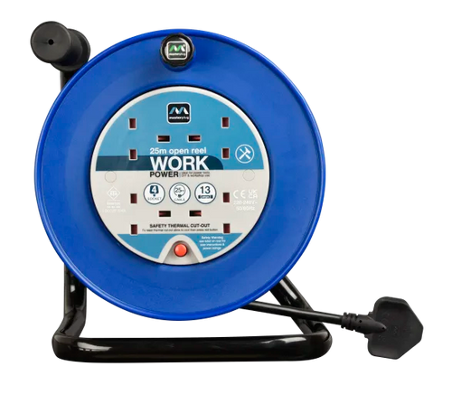 Masterplug LDCC2513/4BL-MP 25m, 4 Sockets, 13A, Blue extensipon reel 240v