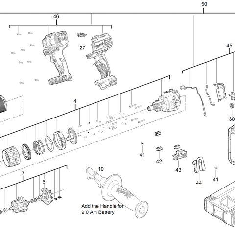 Milwaukee M18BPD brushed percussion drill spare parts