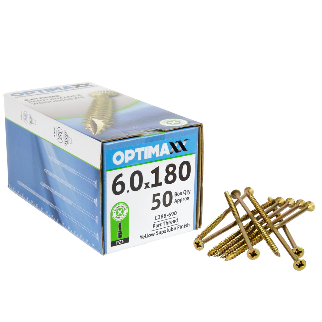 optimaxx c288-690 6.0 x 180 50pc screw box