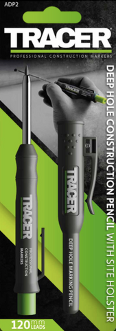TRACER ADP2 Deep Pencil Marker with Site Holster, 120mm leads, and built-in sharpener for accurate deep hole marking.