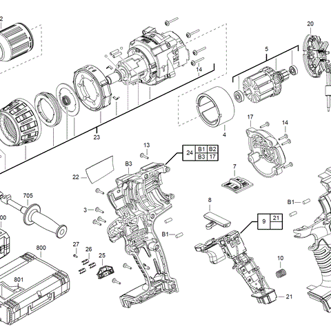 Milwaukee HD18PD percussion drill spare parts