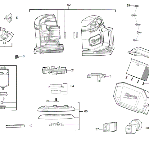Milwaukee M18BOS125 125mm orbital sander spare parts