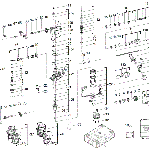 Milwaukee M18CHPX fuel sds drill spare parts