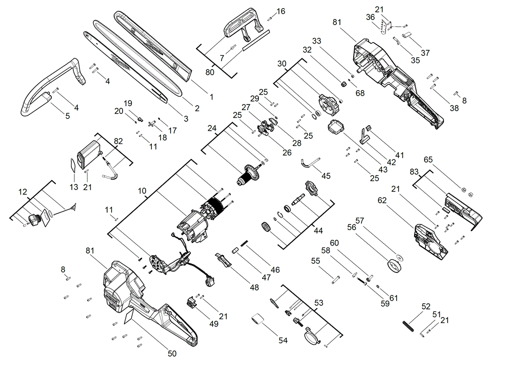 Milwaukee M18FCHS 40cm bar spare parts