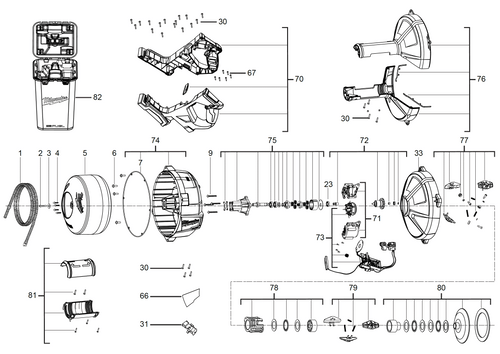Milwaukee M18FDCPF8 drain cleaner spare parts