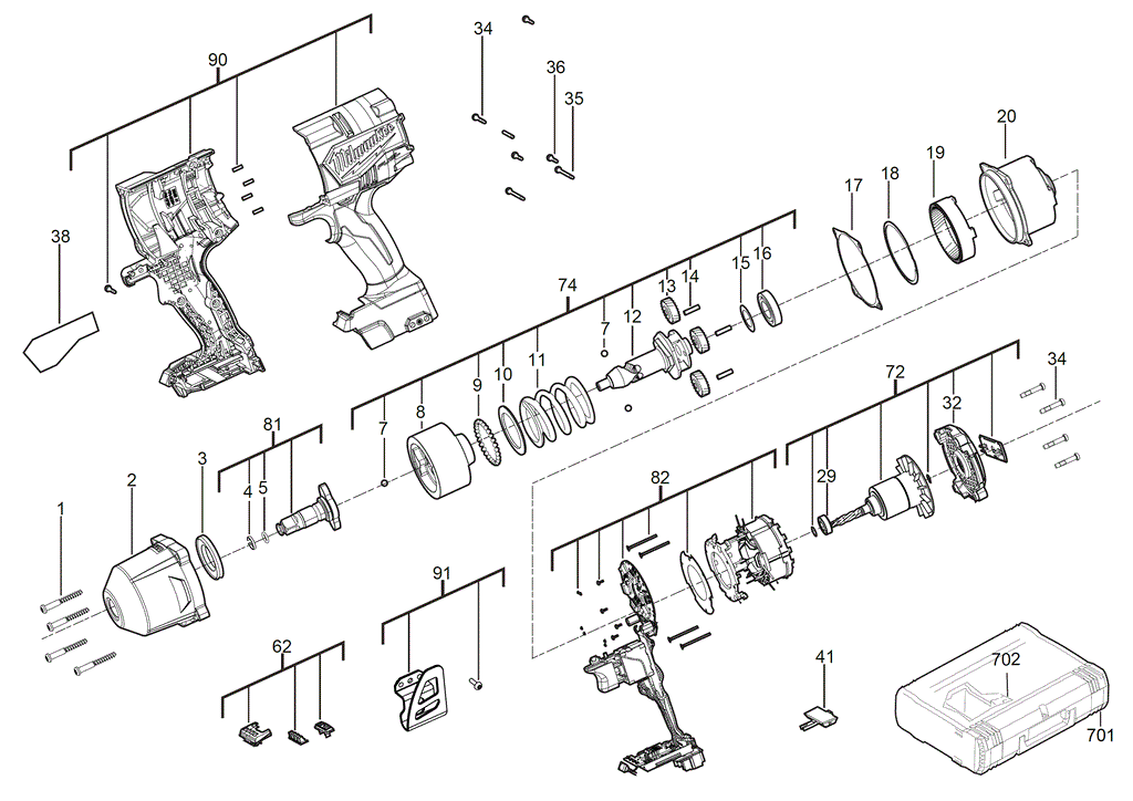 M18FHIWF12 spare parts