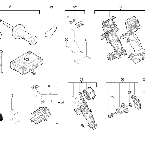 Milwaukee M18FPD2 fuel percussion drill spare parts