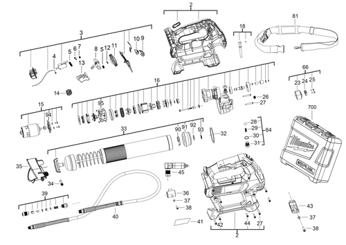 Milwaukee M18GG 18v grease gun spare parts