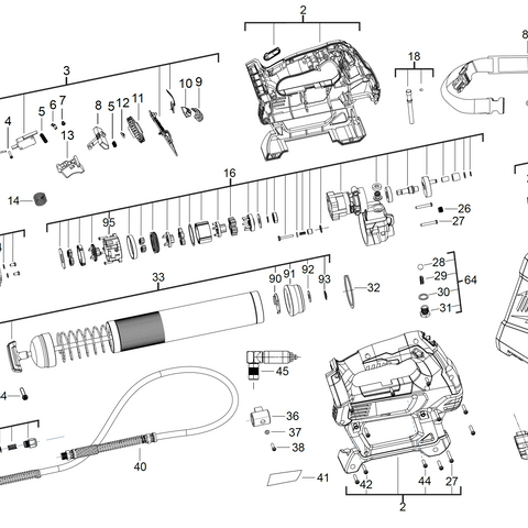 Milwaukee M18GG 18v grease gun spare parts