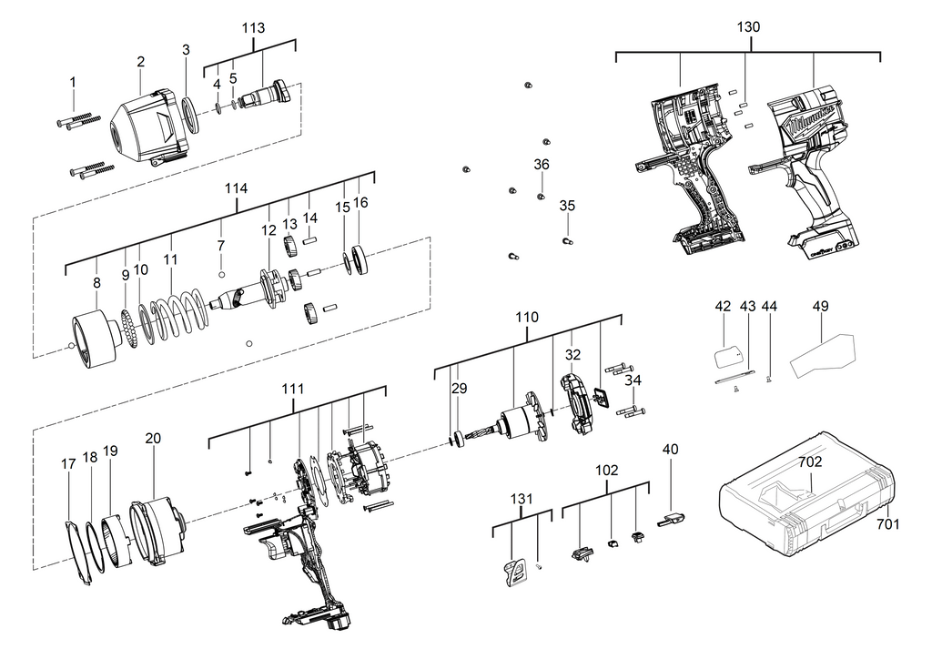 Milwaukee Fuel Brushless Impact Driver Diagram - Main Image