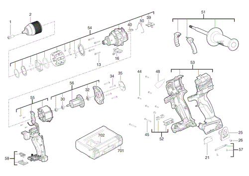 Milwaukee M18ONEPD2 one key drill spare parts