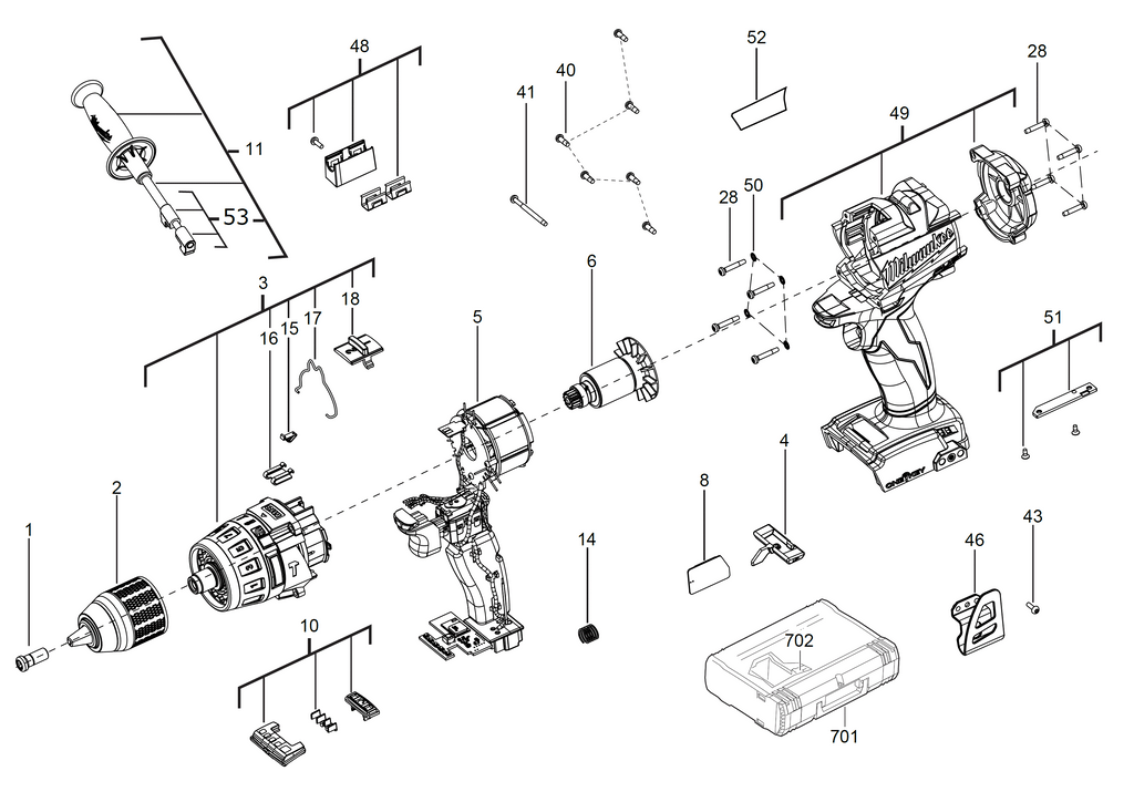 M18ONEPD spare parts