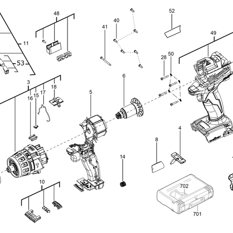 Milwaukee M18ONEPD one key percussion drill spare parts