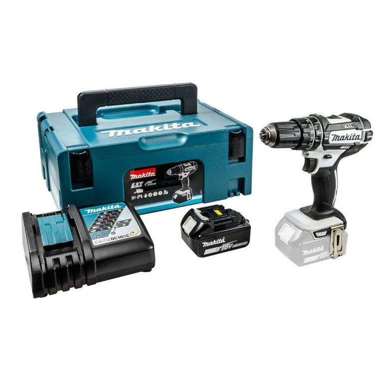 Makita DHP482T1JW 18v LXT White Combi Drill inc 1x 5.0Ah Battery