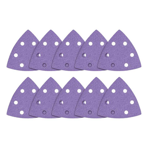 Trend AB/OSC/ 93mm Delta Sanding Sheets 10 Pack for wood, metal, and plaster with anti-clog technology and durable performance.