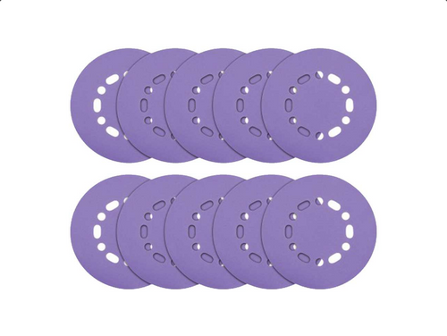Trend AB/150/ 150mm Random Orbital Sanding Discs 10 Pack for wood, metal, and plaster with durable aluminium oxide finish.